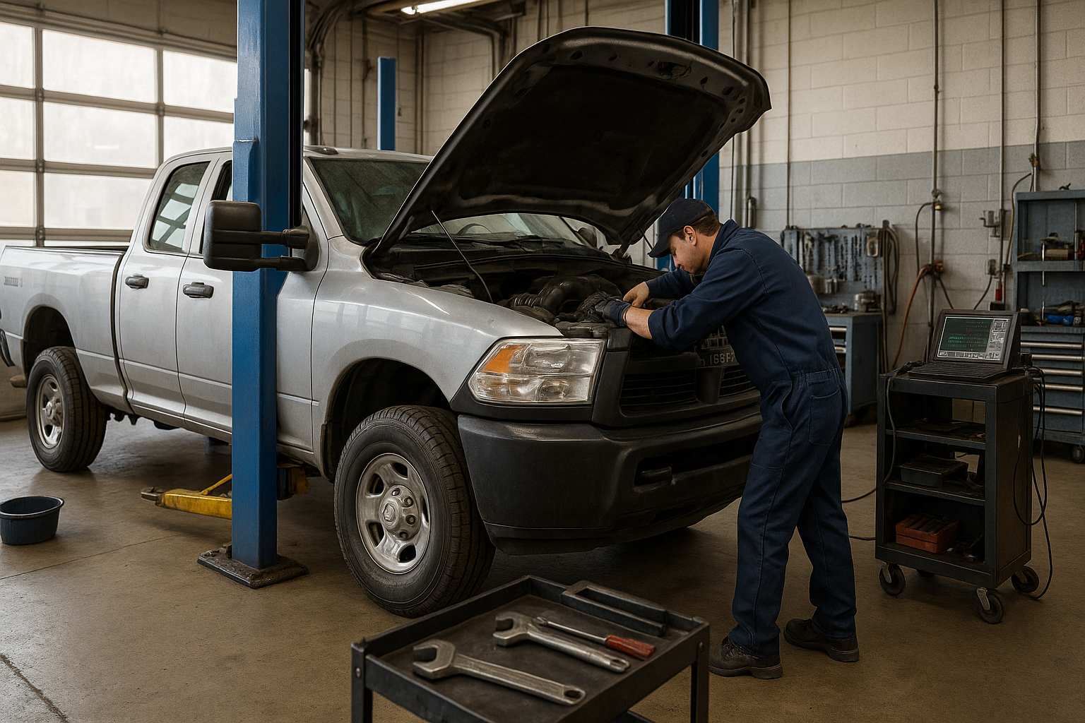  a pick up truck diesels at service